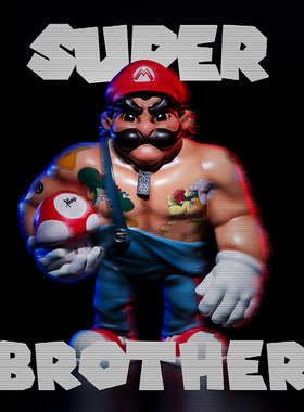 马里奥联名限量公仔摆件手办潮玩帅气人偶玩具玩偶GK模型周边礼物