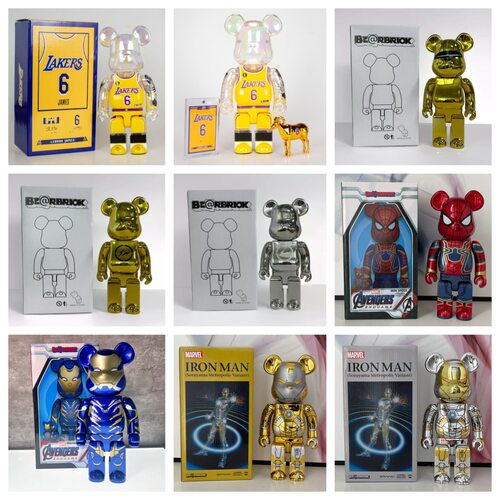 跨境顶 端版本bearbrick400%暴力熊积木熊摆件客厅钢铁侠公仔手办
