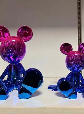 米奇摆件家居装饰品客厅可爱玄关手办米老鼠入户银色树脂轻奢欢迎