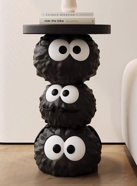 创意煤球客厅电视柜沙发边茶几落地大型家居装饰品乔迁摆件黑色