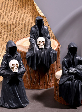 万圣节黑袍哥特式摆件黑衣无脸幽灵家居桌面车载树脂小摆件