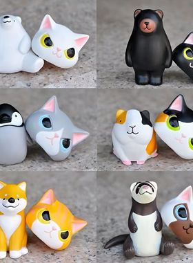 伪装猫咪的动物扮装头套变装柴犬豚鼠手办创意公仔办公室桌面摆件
