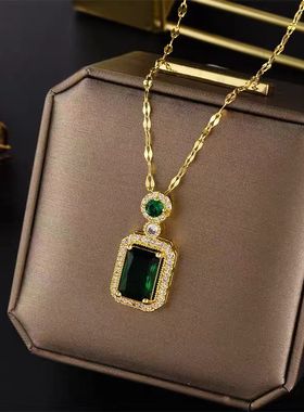 小众设计师款绿钻项链A023