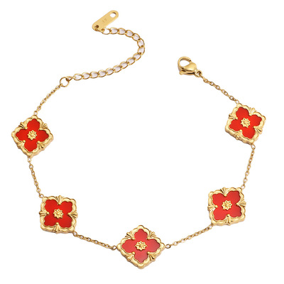 小众设计师款四叶花手链B050