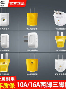公牛插头二脚三脚10a16安