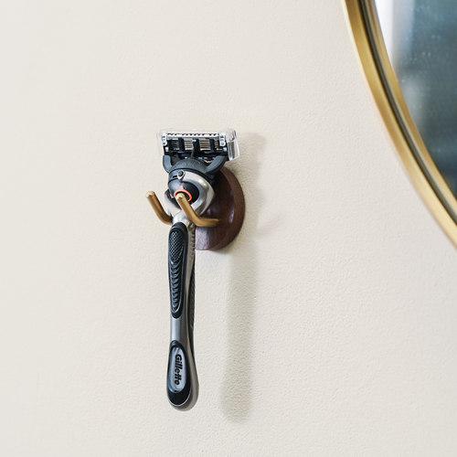 素风黑胡桃木手动剃须刀置物架