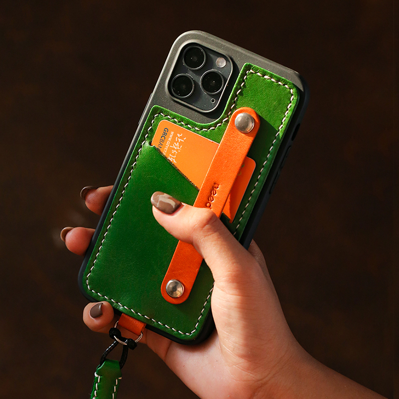 两针一线真皮液态硅胶防摔手机壳