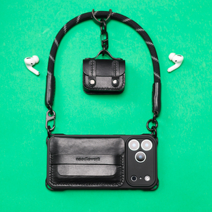 两针一线适用iphone17手机壳新款 高级感苹果17promax证件零钱包套真皮苹果17air挂绳斜挎手提17pro镜头全包壳