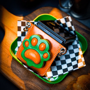 两针一线适用华为purax手机壳新款猫狗爪爪小米mixflip2折叠保护套高级感pocket2支架真皮挂绳斜挎oppon3防摔