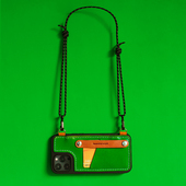 两针一线iphone16promax手机壳斜挎支架壳15pro真皮挂绳适用苹果14保护套13背带赵小童同款 手机套防摔小众