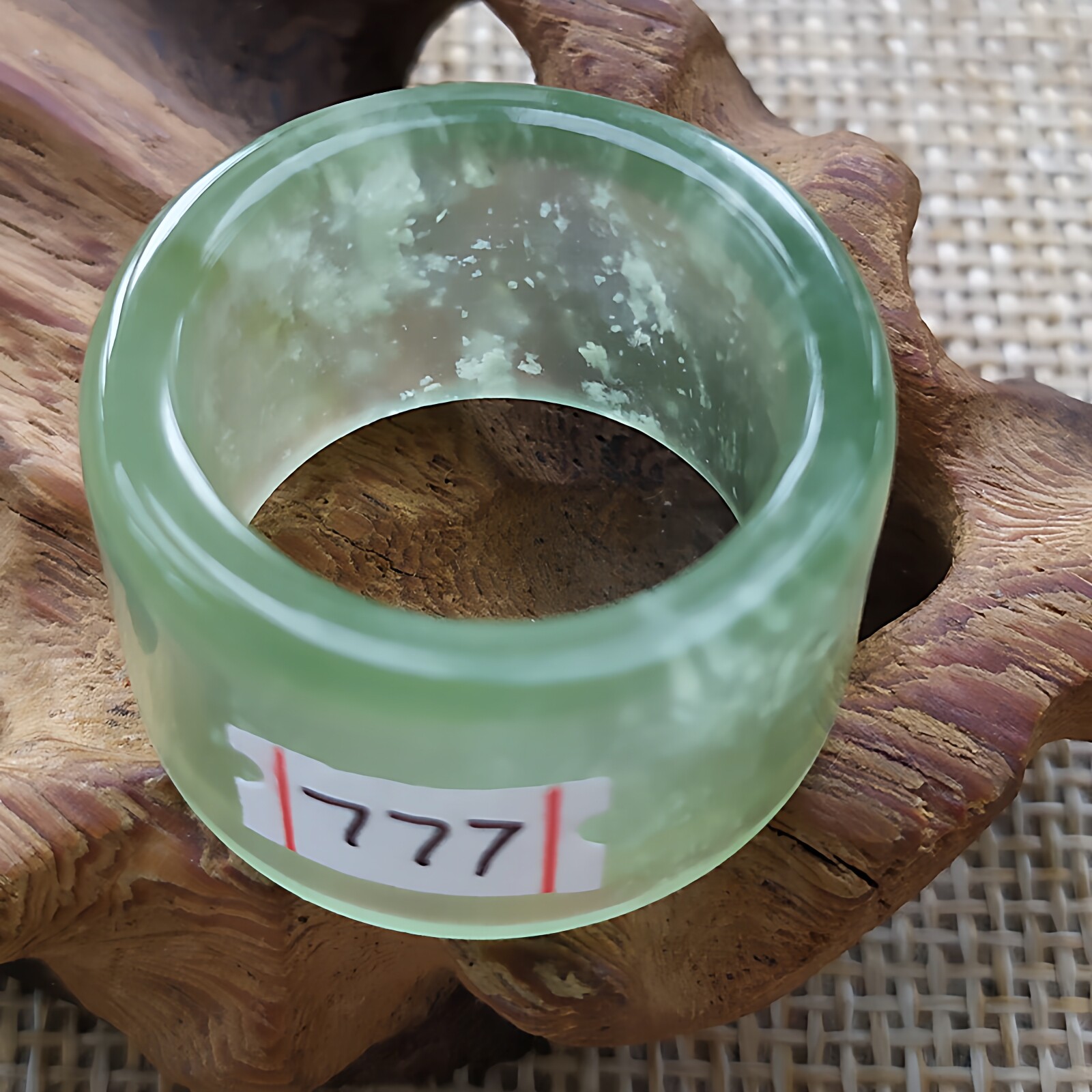 天然珠宝玉石精品岫玉扳指戒指指环男女文玩手饰品窄薄润透精致小