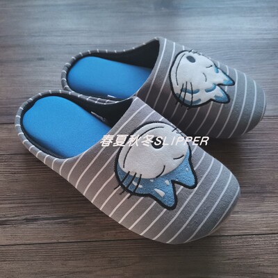 外贸出口软底拖鞋冬季女式可爱小狐狸家居地板静音防滑包头棉拖鞋