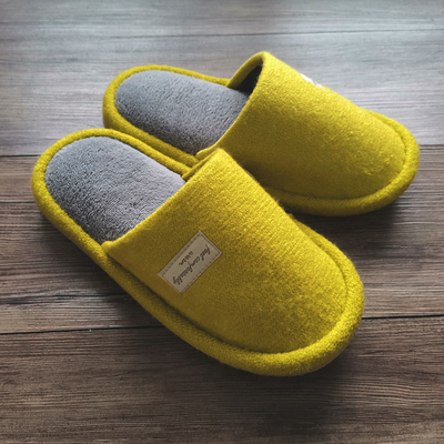 日单新品秋冬拖鞋男女情侣款纯色针织绒面麂皮绒静音不伤地板包头