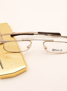 康迪kandi韩国进口折叠老花镜 超轻便携商务金色老人眼镜通用款