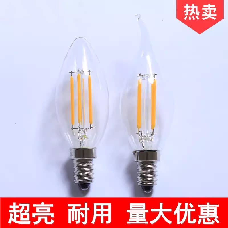 爱迪生LED灯泡蜡烛灯暖光e14小螺口复古室内led节能水晶灯4瓦6