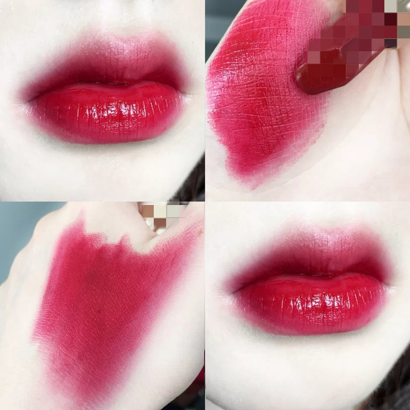 樱桃红滋润口红 保湿提升气色上色度好偏暗一点带玫调的红色平价