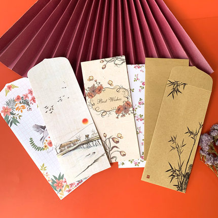 书签包装袋 收纳牛皮纸小纸袋子透明小袋子 中国风古典创意可定制