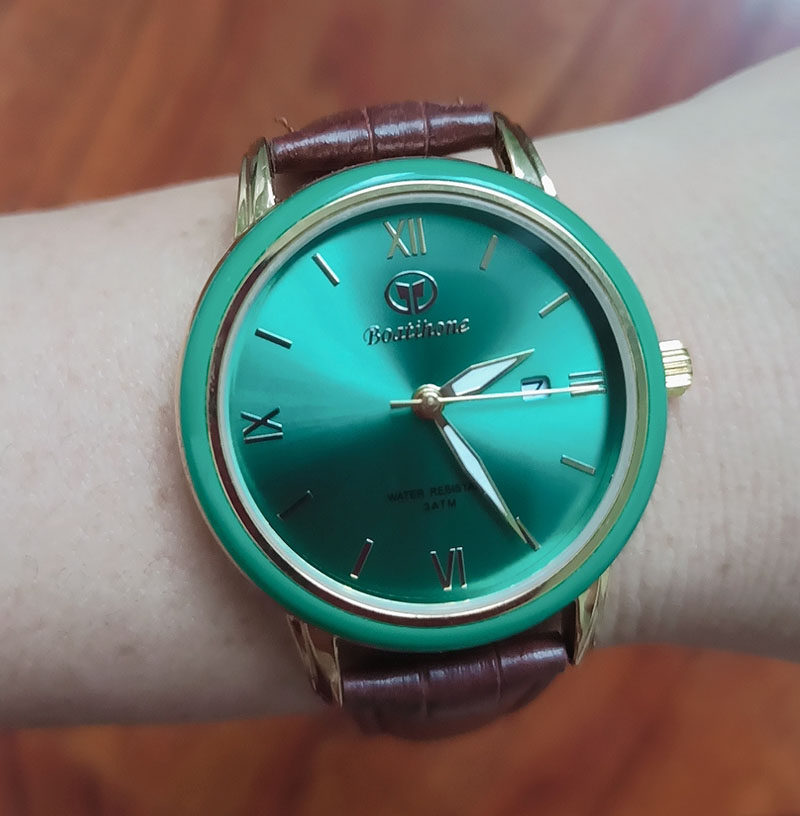 宝航表男女情侣商务表石英表玉石表盘磁疗表带保健能量手表带日历