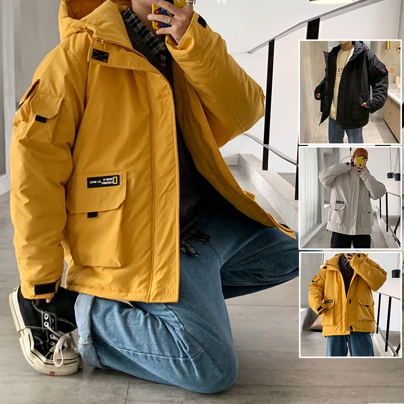 2020工装棉衣男港风 贴标多口袋棉服连帽外套棉袄 MY51-P80-控108图片