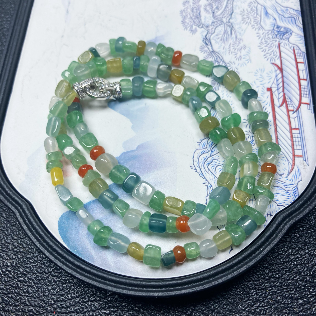 2507号天然缅甸翡翠a货冰种多宝原石多用长链y链百搭调节一图一物