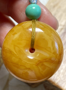 ML01018天然无优化俄料蜜蜡溶洞花白老蜡平安扣墩子一图一物