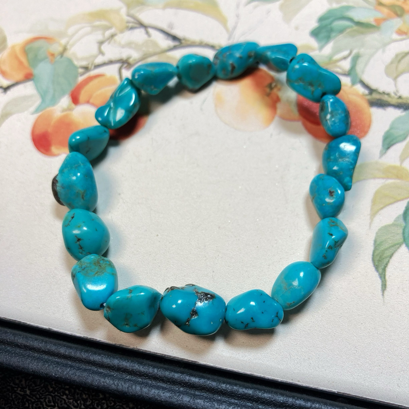 ss01005号原矿湖北松石高瓷蓝原石单圈手链