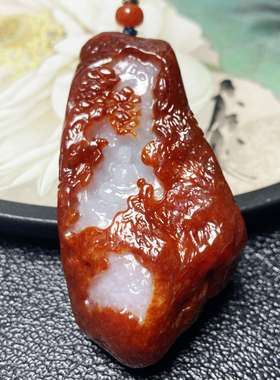 0906号天然缅甸翡翠a货无烧冰种红翡悟道大件挂件摆件一图一物