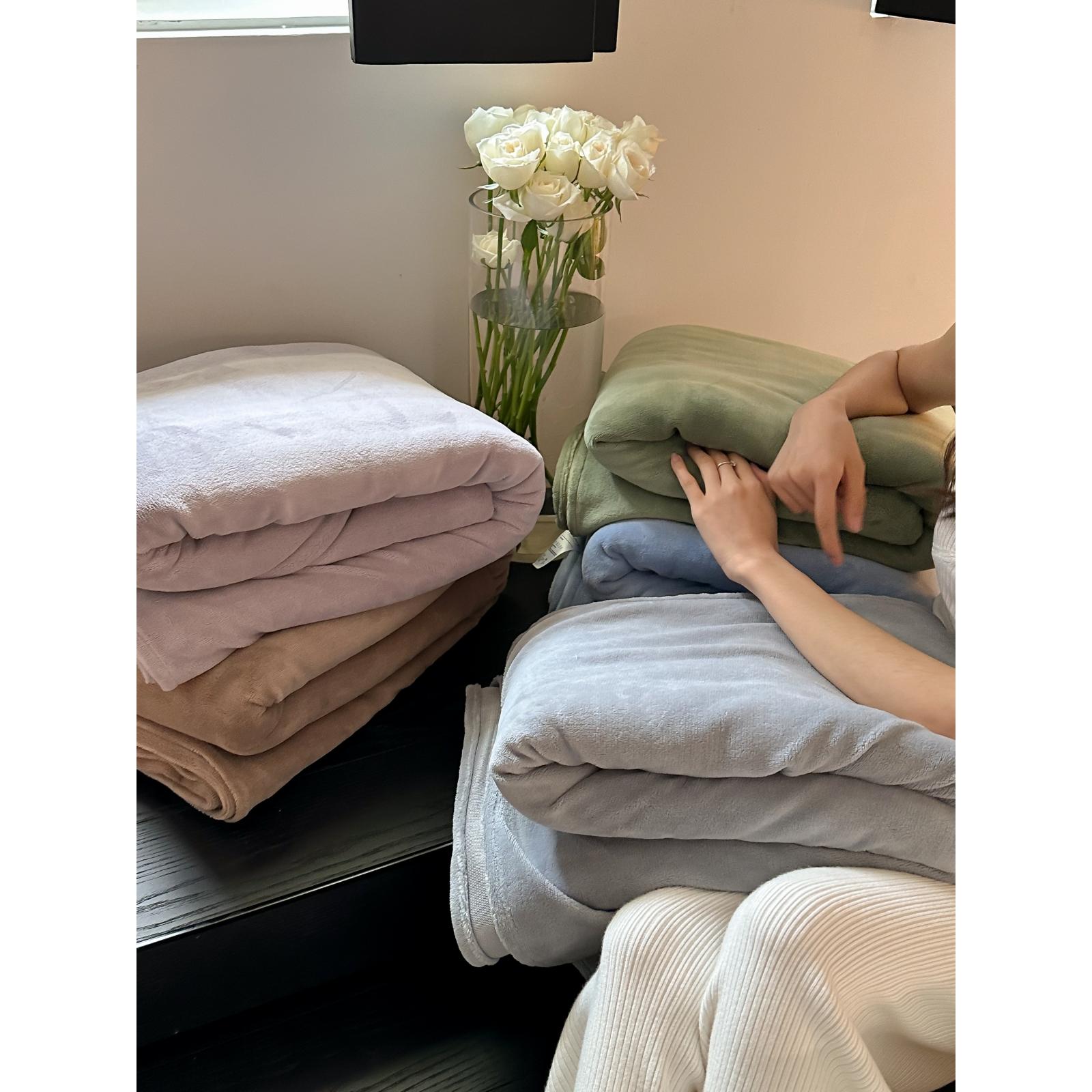 简约纯色加厚牛奶绒单件被套