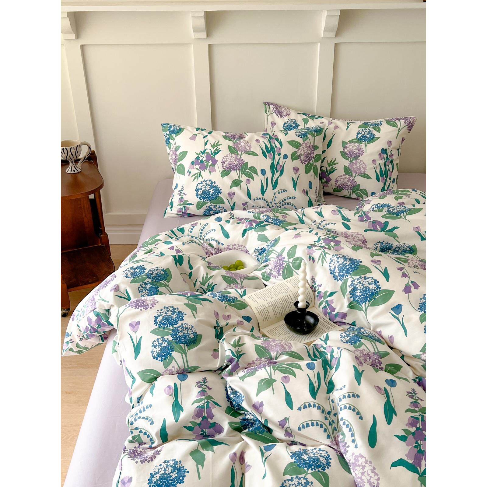 万神殿 美式花朵全棉四件套纯棉法式碎花三件套床品被套床笠1.8米