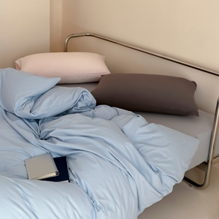 蓝调时刻 柔软全棉针织棉四件套撞色北欧简约纯棉被套床单床笠1.8