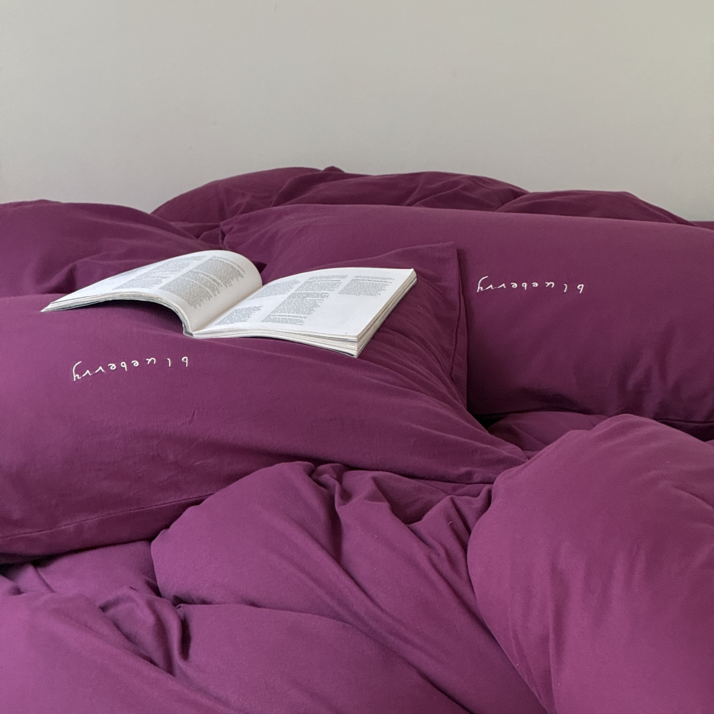 柔软针织棉全棉刺绣纯色四件套