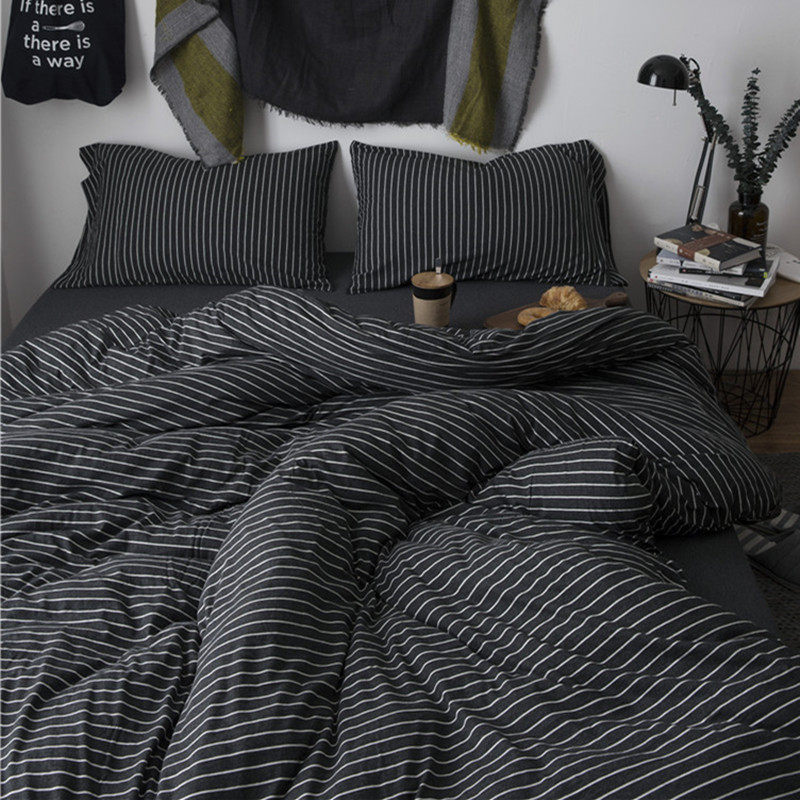 针织棉床单床笠四件套纯色简约