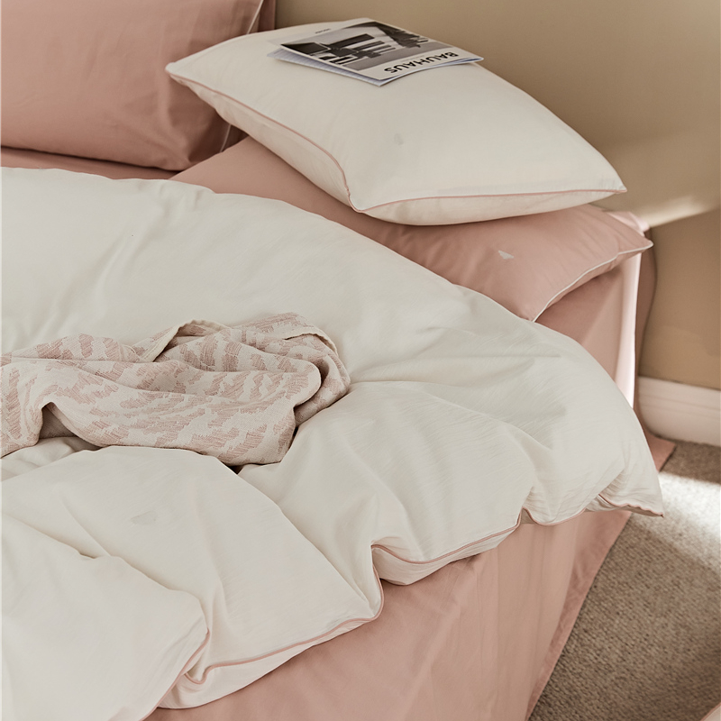 小云朵绣花全棉100支磨毛四件套 秋冬加厚美式纯棉纯色床笠床品