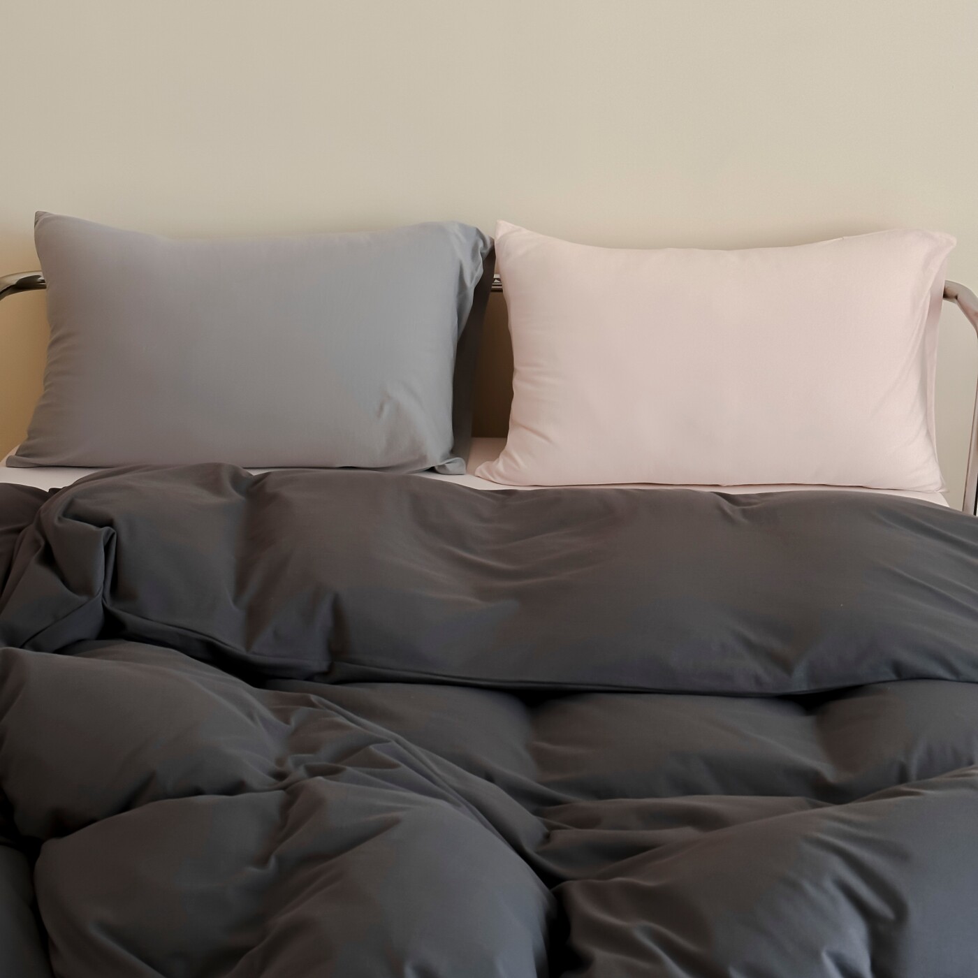 柔软全棉针织棉四件套撞色北欧简约灰色系纯棉被套床单床笠1.8米