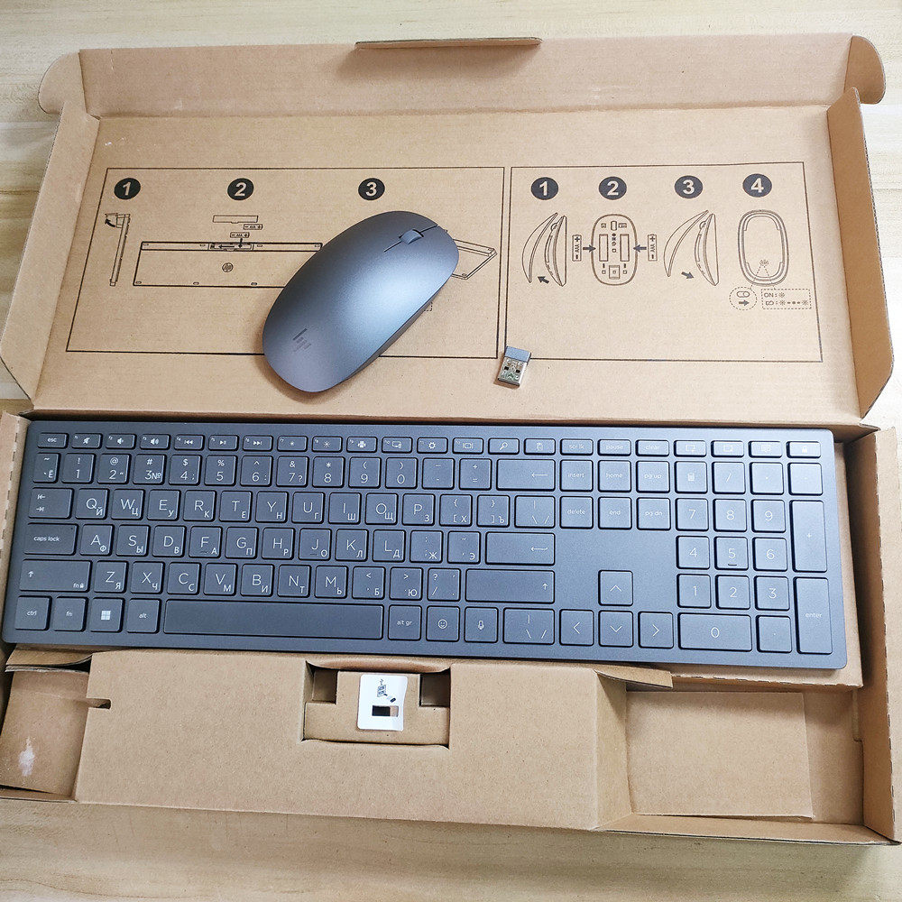 HP/惠普俄语俄文高端无线键鼠套装超薄巧克力静音键盘台式笔记本