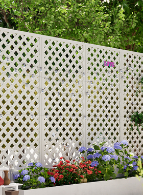 塑木栅栏户外白色防腐木网格爬藤架花架阳台庭院篱笆隔断花园护栏