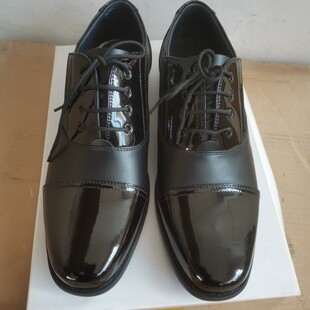 3514厂外贸定制三接头全牛皮皮鞋黑白色礼仪头层牛皮微瑕疵处理