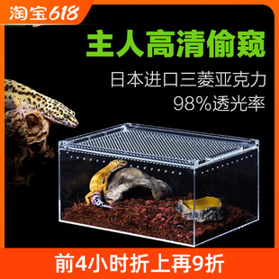 新派reptizoo亚克力饲养盒爬宠角蛙守宫蜗牛面包虫造景箱生态缸