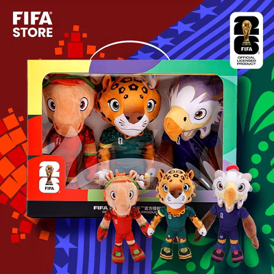 2026美加墨世界杯吉祥物 世界杯吉祥物毛绒套装FIFA国际足联授权