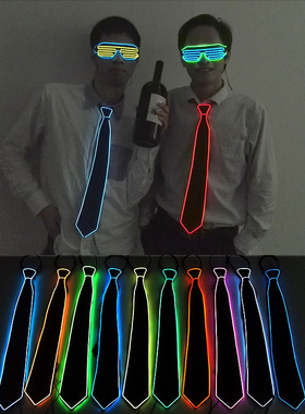 高亮led发光领带派对化妆舞会婚礼冷光线领带 发光el夜场条纹领结