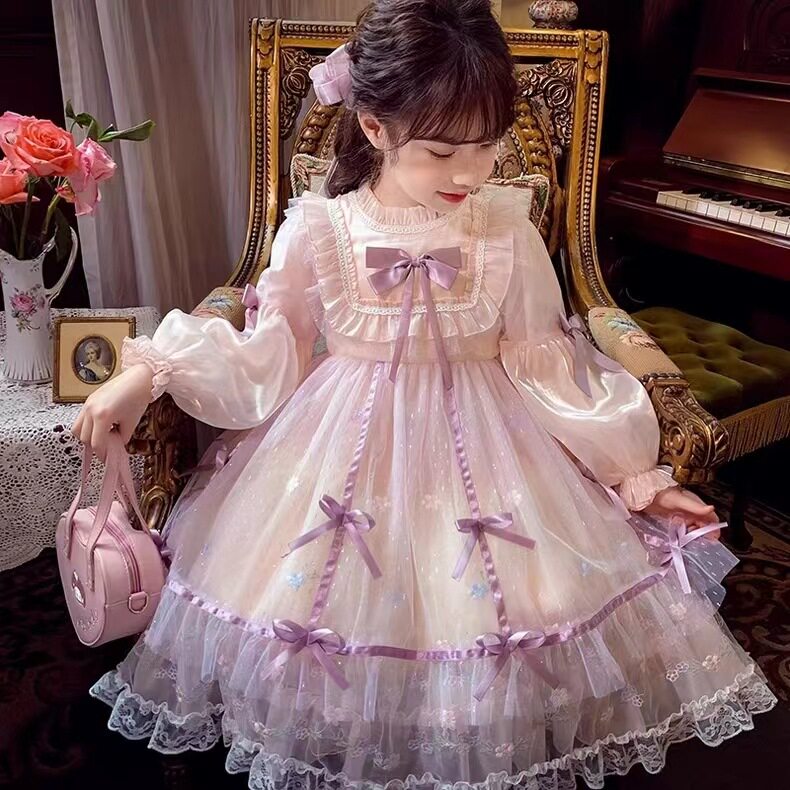 女童洛丽塔粉色公主生日礼服裙