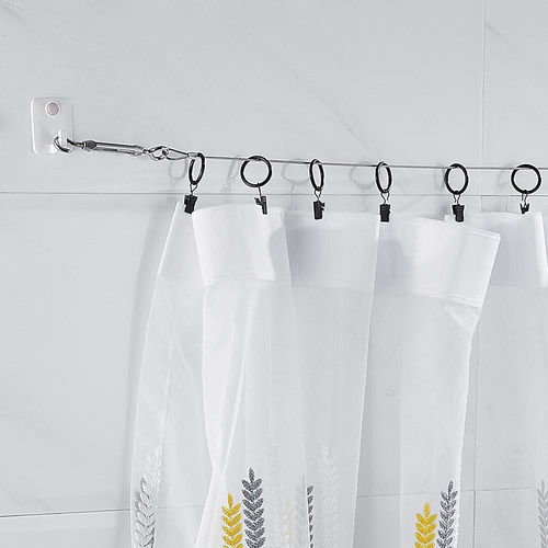 免打孔可伸缩窗帘钢丝绳简易挂道线铁皮丝钩子隔断帘网红神器可调