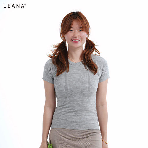 LEANA新品运动无缝面料短袖休闲百搭时尚薄款瑜伽修身T恤LN5159