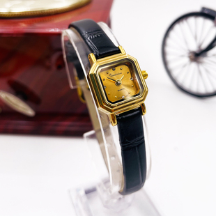 绝版两针镀金24k皮带迷你方糖小巧国货宝石花库存石英手表女士