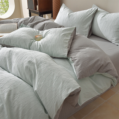 A类简约浮雕纯棉床上四件套全棉