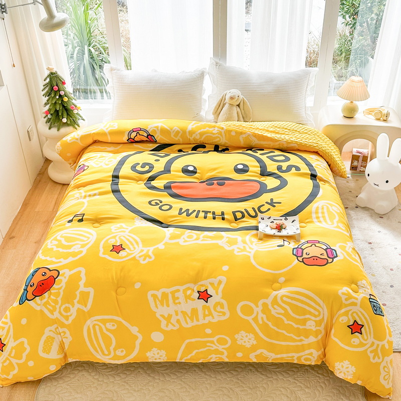 小黄鸭豆豆绒冬季加厚被子1.5米