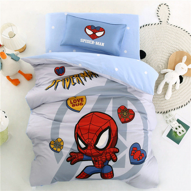 蜘蛛侠幼儿园被子三件套宝宝午睡专用纯棉夏季薄款儿童被褥六件套