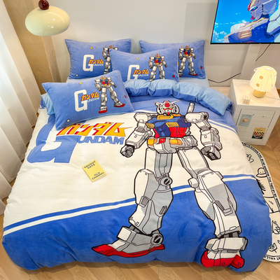 擎天柱儿童双面牛奶绒四件套男孩