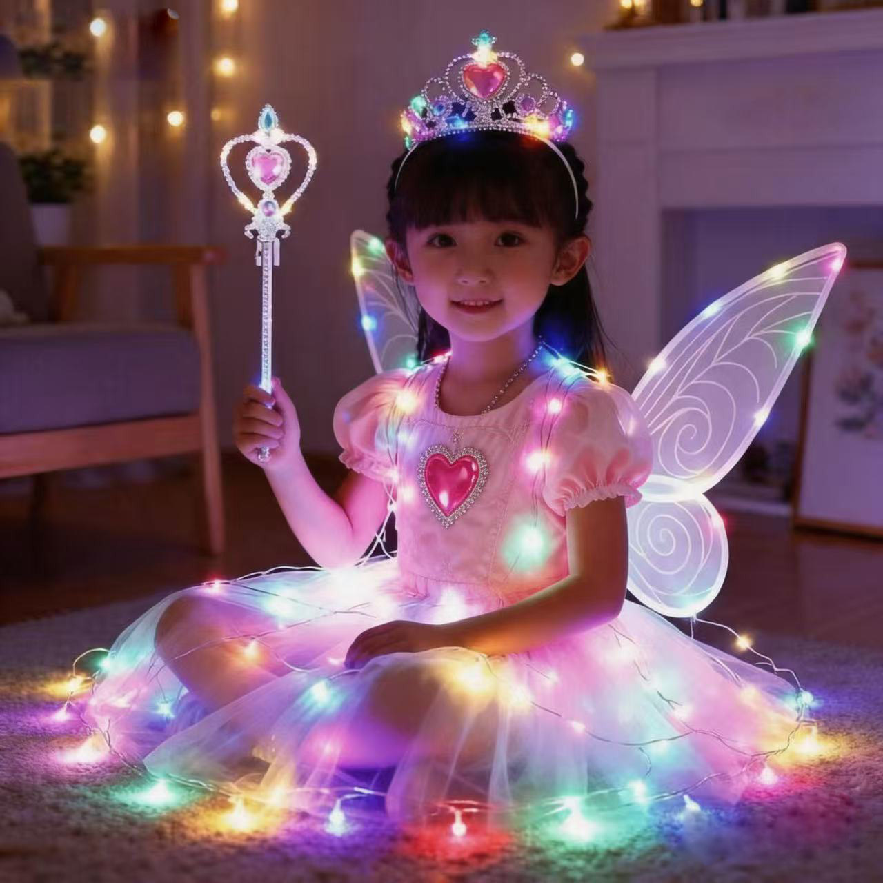 发光蝴蝶精灵翅膀cosplay道具圣诞节万圣节表演服装女孩生日礼物