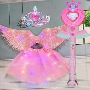 精灵天使翅膀女童背饰儿童万圣节cos彩灯霓虹仙女翅膀女生日礼物